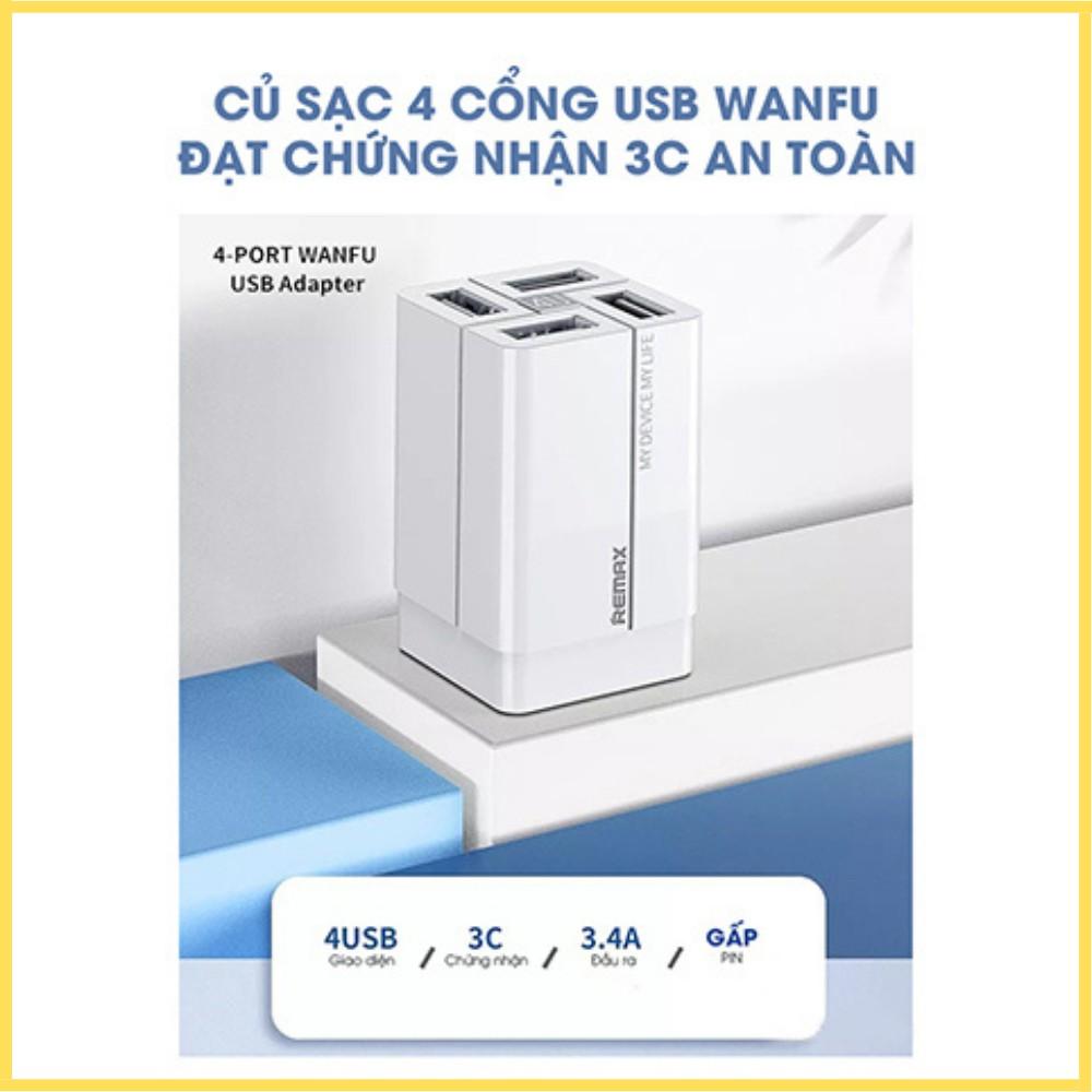 Củ sạc 4 cổng USB Remax RP-U43