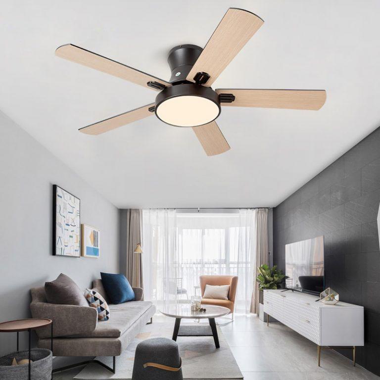Quạt trần đèn quạt trần trang trí phòng khách 6 cánh G35 có cđ đảo chiều kèm điều khiển từ xa thông minh 5 Cánh -CF1068