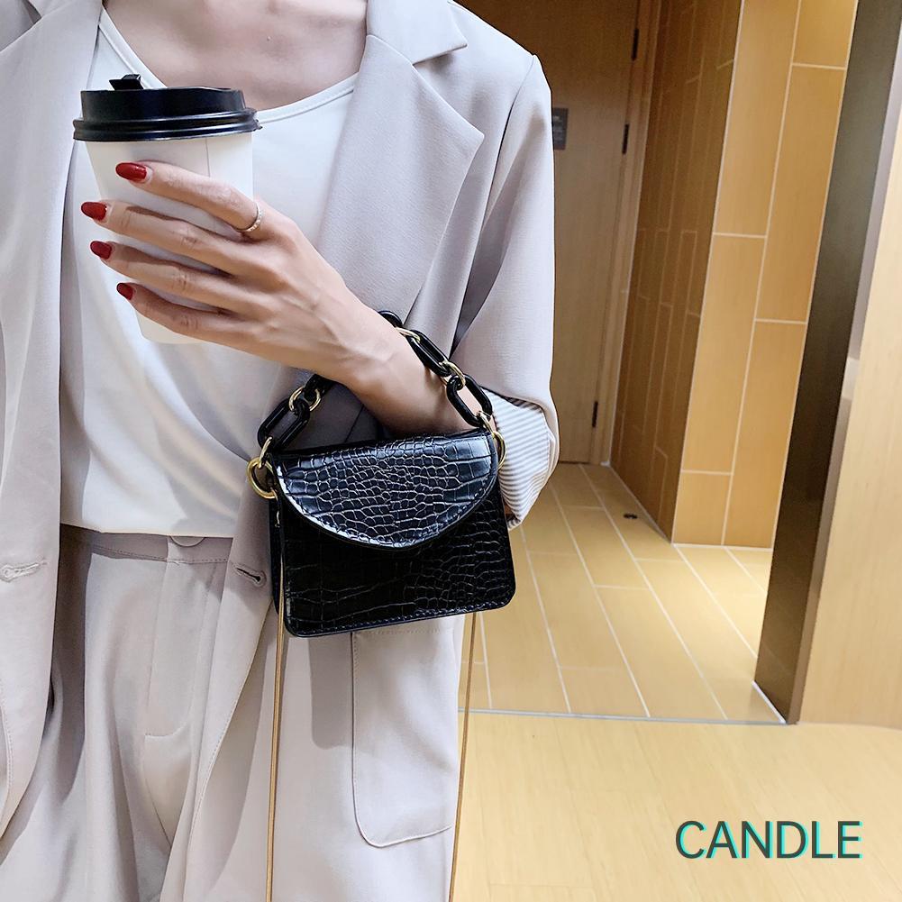Túi xách tote da PU mini đeo chéo vai in họa tiết da cá sấu cho nữ