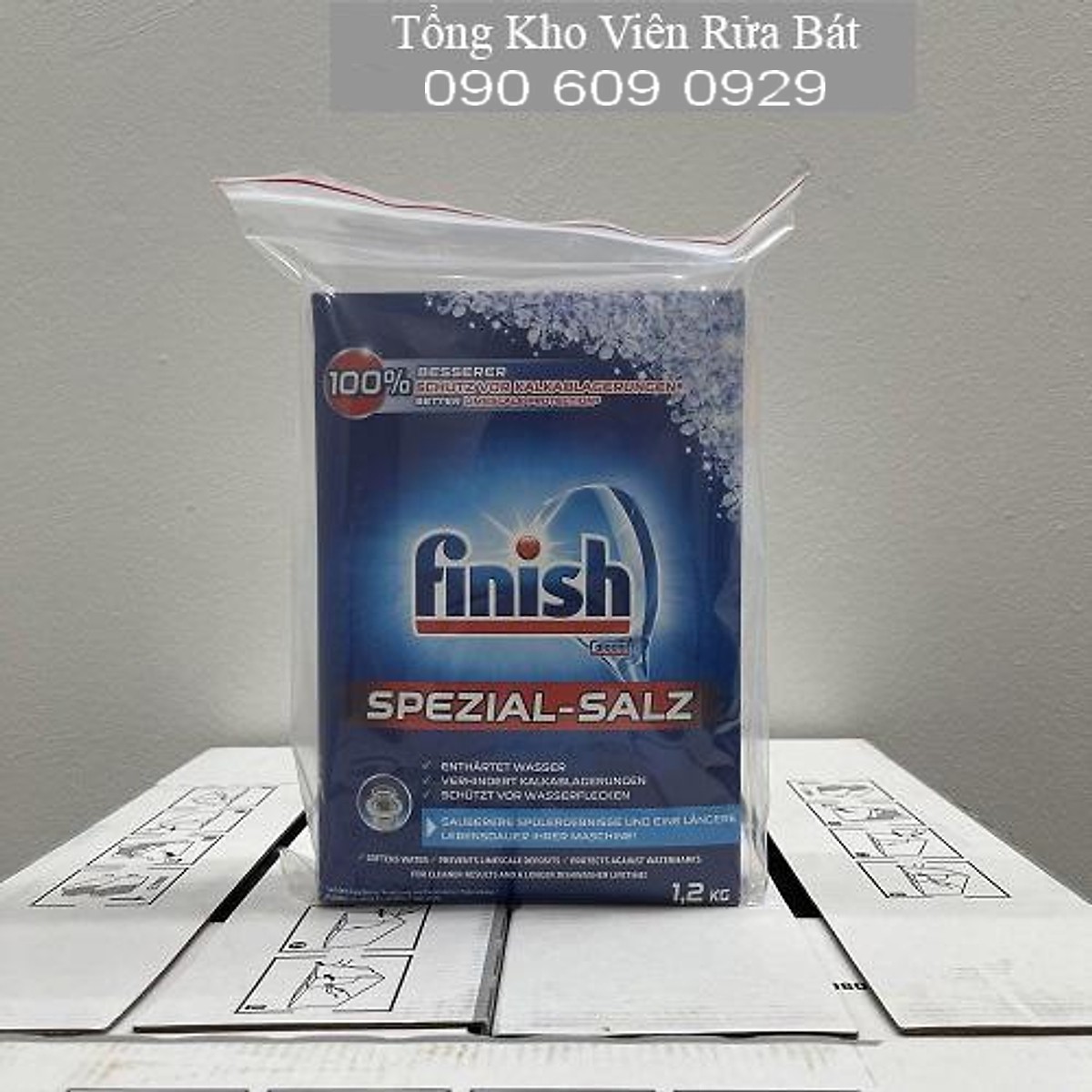 Muối rửa bát Finish loại 1.2kg - Muối làm mềm nước finish dùng cho máy rửa bát chén ly, muối rửa chén finish muối ly cốc