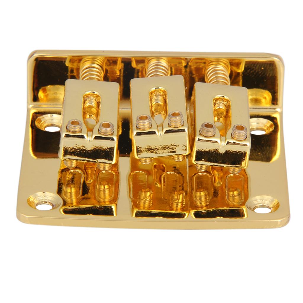 2X Guitar Bridge with Wrench Screw Set for 3 String Electric Gold