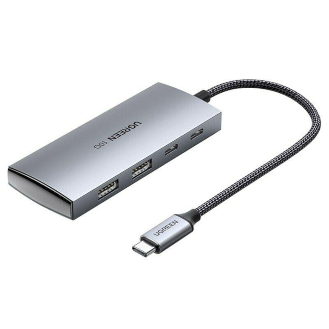 Ugreen UG30758CM480TK 10G 20CM Màu Xám Bộ chuyển USB-C sang 2 × USB 3.1 + 2 × USB-C 3.1 gen2 - HÀNG CHÍNH HÃNG