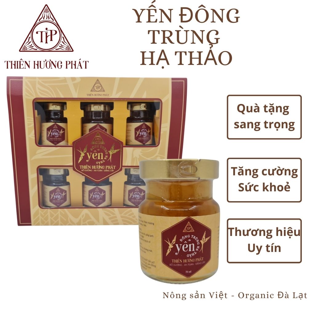 Nước Yến sào Đông Trùng Hạ Thảo (6 hũ x 70 ml) - Thiên Hương Phát Đà Lạt - Quà tặng cao cấp