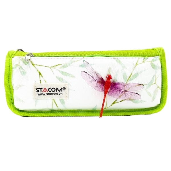 Hộp Bút Vải Polyester Stacom 2 Ngăn PB-2011 Màu Xanh Lá