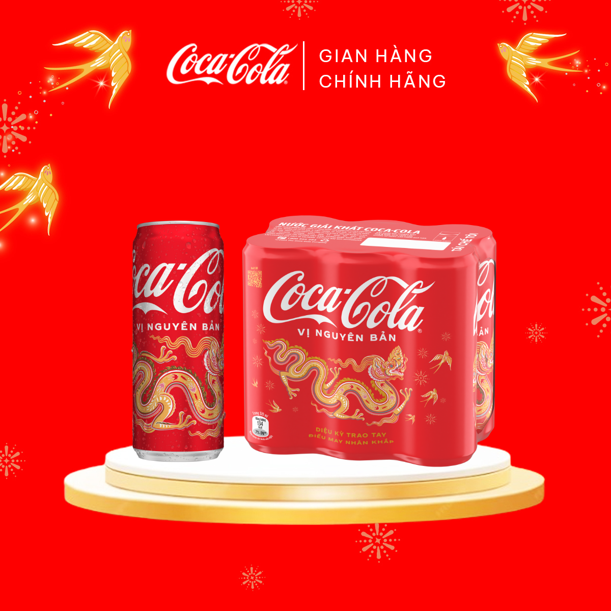 Lốc 6 Lon Nước Giải Khát Coca-Cola vị Nguyên Bản Original Lon 320ml