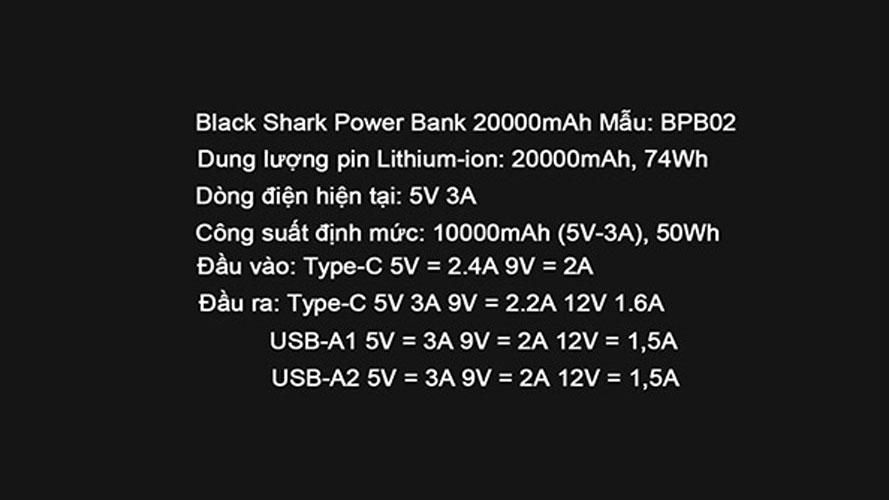 Pin sạc dự phòng Black Shark BPB02 dung lượng 20000mAh - HÀNG CHÍNH HÃNG