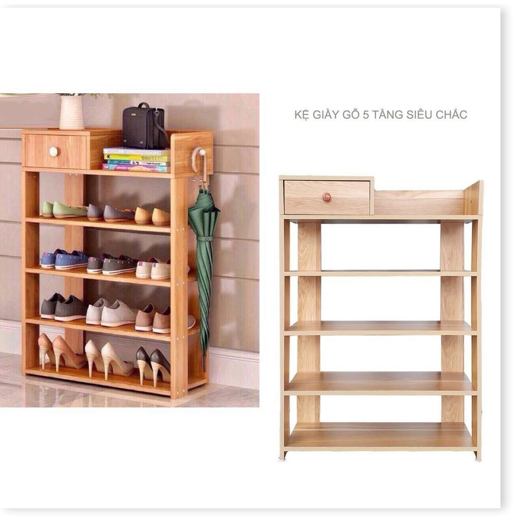 Kệ Gỗ Để Giày Dép 5 Tầng Có Ngăn Kéo Tiện Lợi
