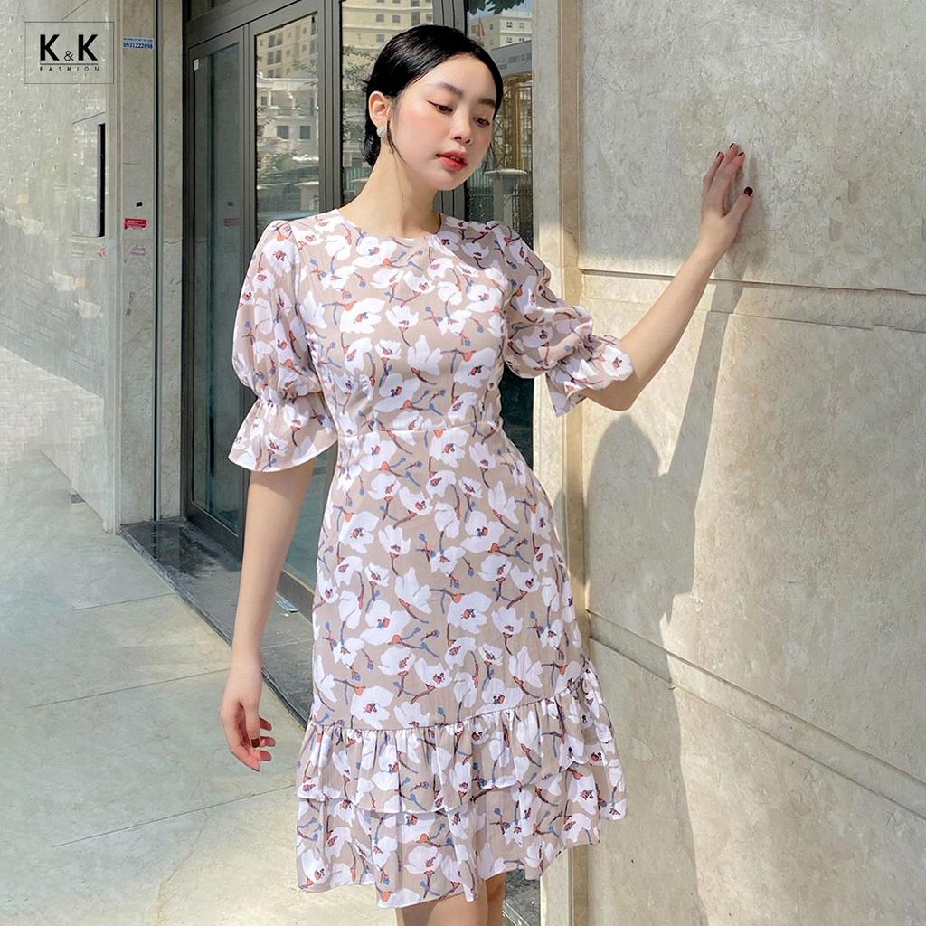 Đầm Hoa Đuôi Cá Tay Lỡ Công Sở K&amp;K Fashion KK119-03 Chất Liệu Voan Tăm