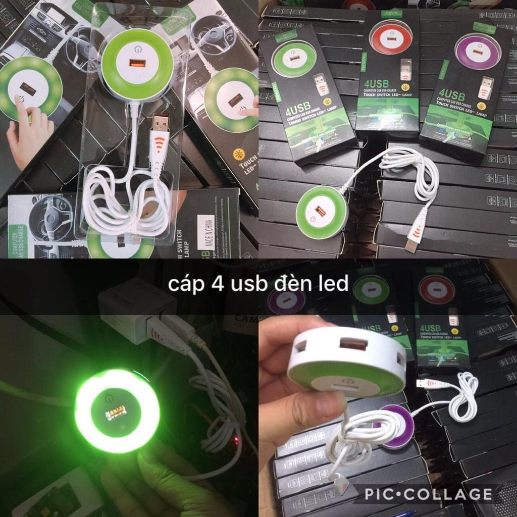 Cáp Sạc 4 Cổng Usb Cảm Ứng Có Led