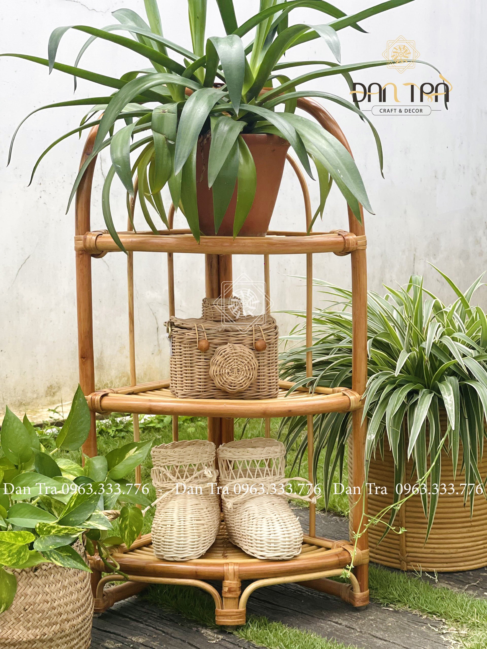 Kệ Mây Góc Trang Trí, Kệ Mây Decor Phòng Khách, Kệ Tủ Đựng Giày Dép ĐAN TRÀ