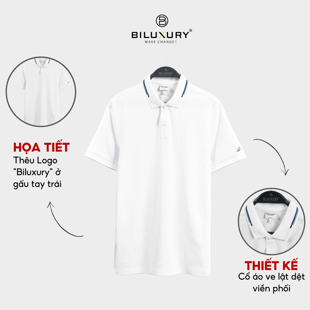 Áo Polo Nam Biluxury 7APCT001TRK  Form Slimfit Ôm Vừa Tôn Dáng Phối Viền Cổ Nổi Bật