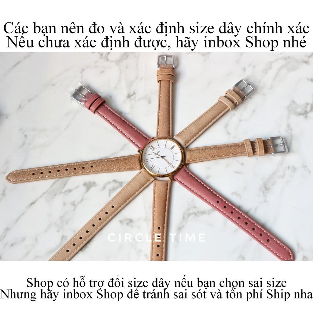 Dây đồng hồ nữ da bò sáp cực mềm size 12/14/16/18/20