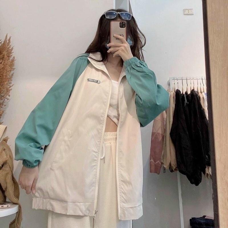 Áo Khoác Dù Records Logo Thời Trang Ulzzang Unisex, Áo Khoác Bomber Nam Nữ Chất DÙ Cúc Bấm Phối Tay Chữ Sau In Chữ Phong Cách Cá Tính Học Đường