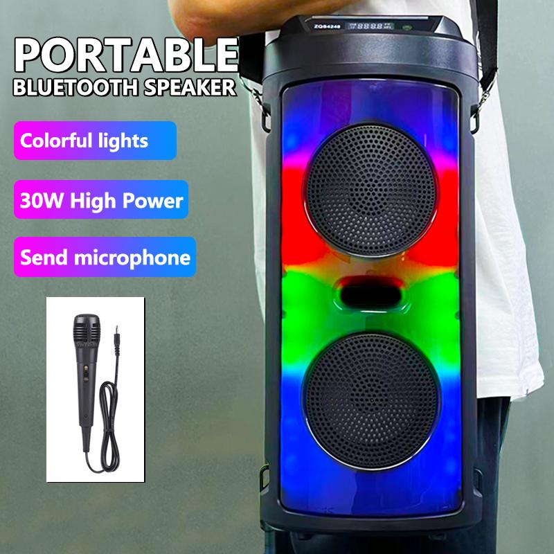 Loa Di Động Bluetooth 30W Không Dây Cột Công Suất Lớn Âm Thanh Nổi Bass Đảng Loa Có Micro Karaoke Họ USB Color: 20W ZQS4248 Set Type: with mic