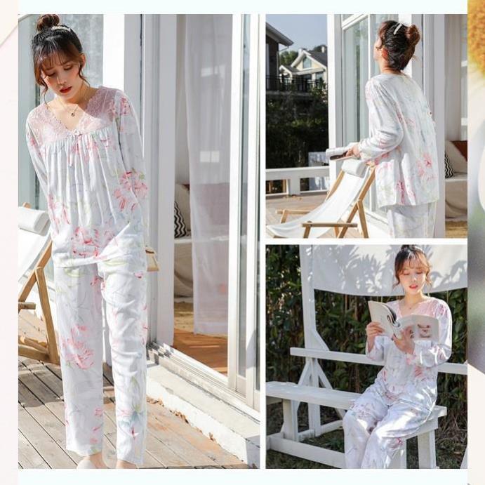 Đồ bộ tiểu thư dài đáng yêu - Bộ đồ mặc nhà cotton nhiều mẫu xinh xắn B51