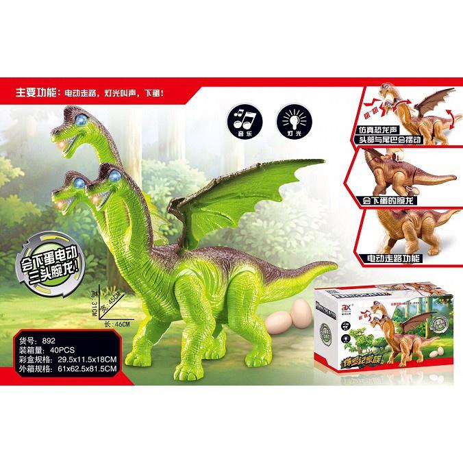 KHỦNG LONG 3 ĐẦU ĐẺ TRỨNG CÓ ĐÈN VÀ NHẠC SIZE TO