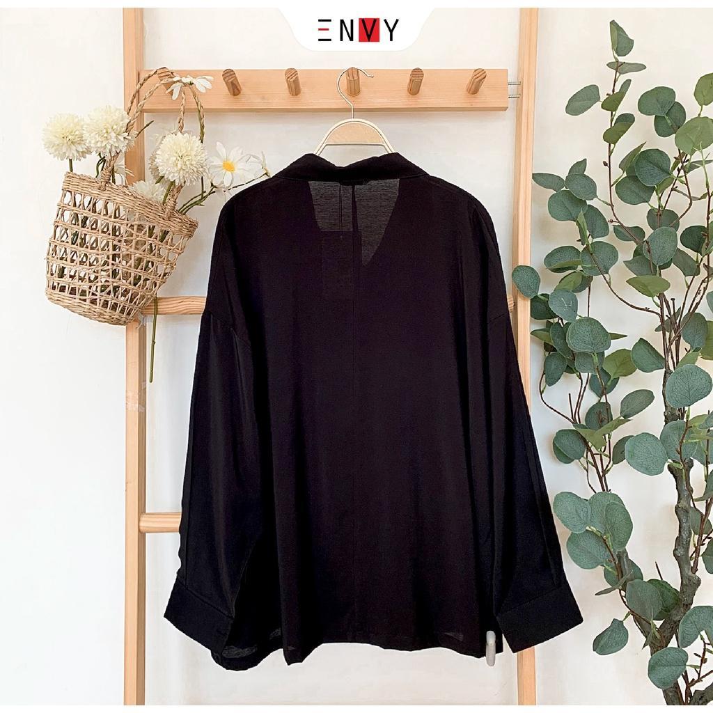 Áo sơ mi tơ dáng suông ENVY S177 khuy nút kiểu