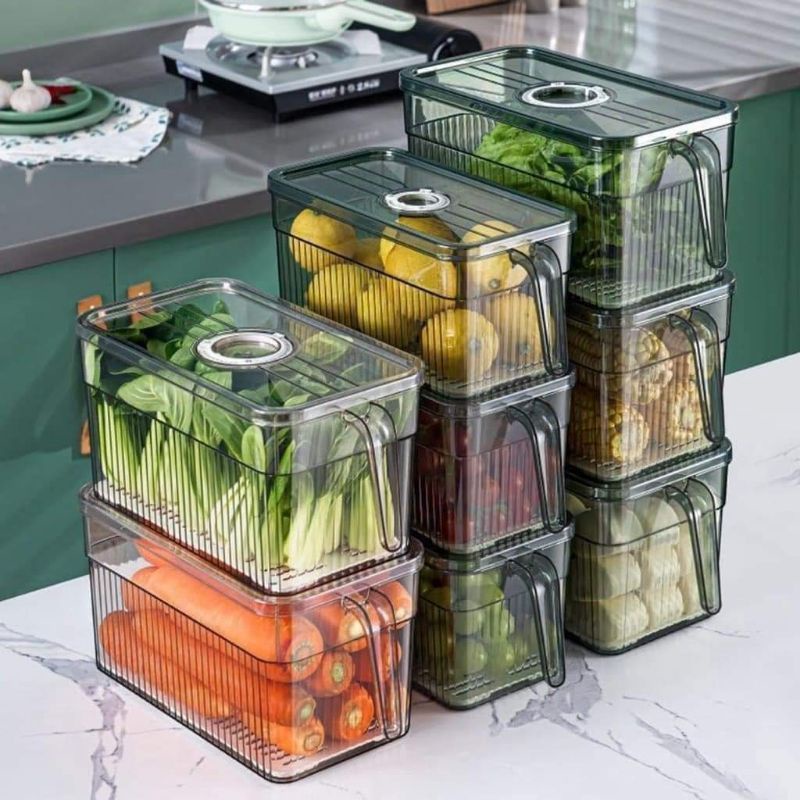 Hộp Đựng Thực Phẩm Tủ Lạnh Tách Nước Có Tay Cầm, Chất Liệu Cao Cấp, Trong Suốt, Đảm Bảo An Toàn Sức Khoẻ
