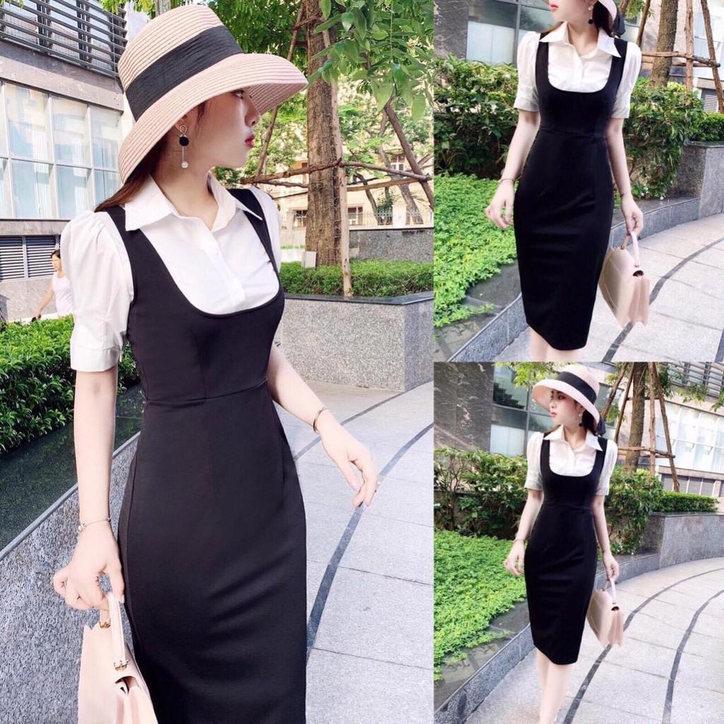 Sét Đồ Nữ Hot Trend Hàn Quốc Áo Sơ Mi &amp; Yếm Body Thời Trang Mới Mẻ Phong Cách