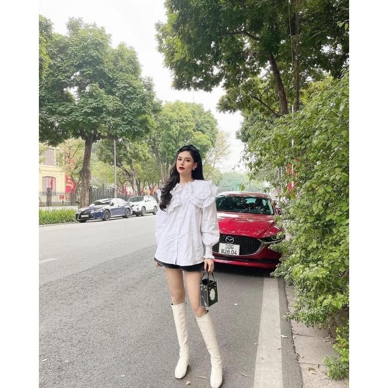 ÁO SƠ MI CỔ SEN BÈO TẦNG TAY BO CHUN - DRA0030