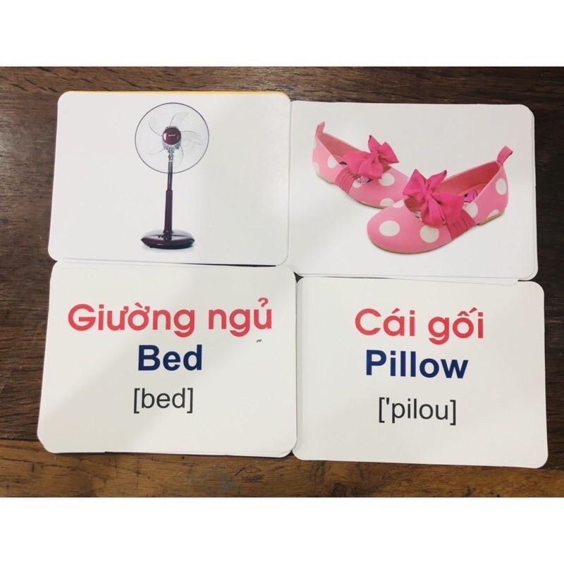 Bộ thẻ học Flash card song ngữ cho bé 19 chủ đề về thế giới xung quanh theo phương pháp Glenn Doman khổ 12x16cm