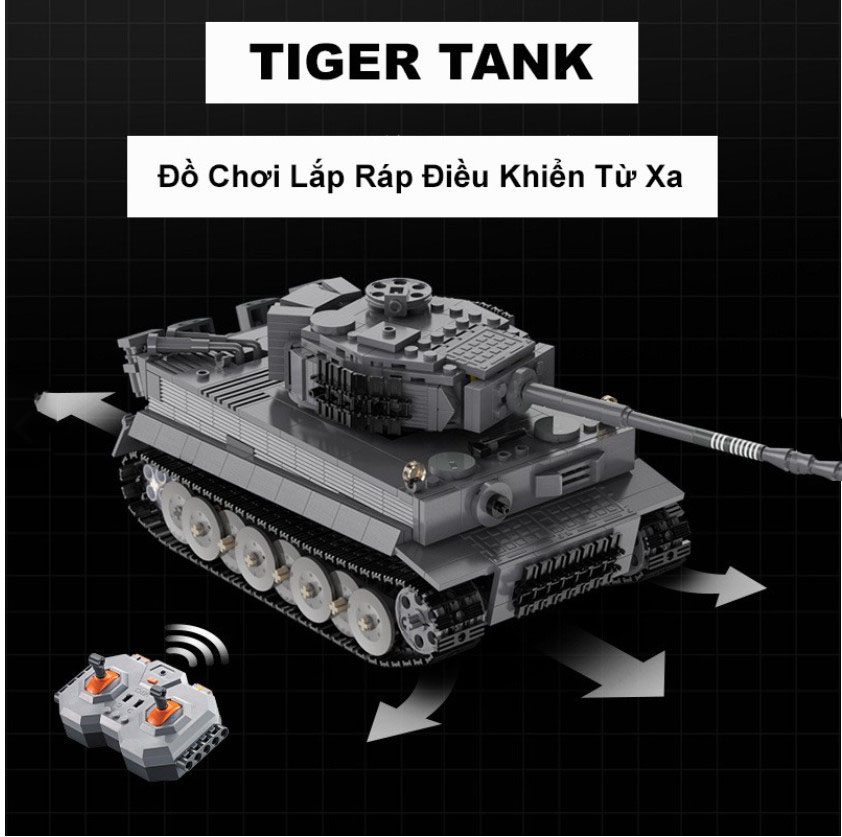 Đồ chơi lắp ghép xe tăng Tiger điều khiển từ xa C61071 Với 925 chi tiết