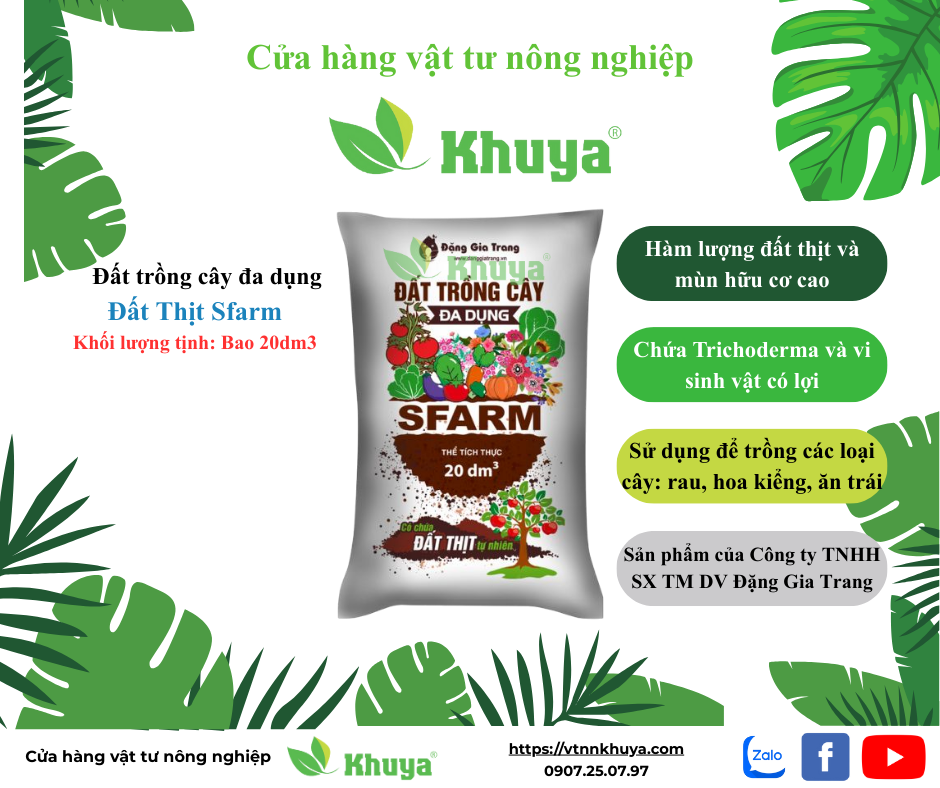 Đất thịt đa dụng Sfarm 20dm3 nặng khoảng 14kg