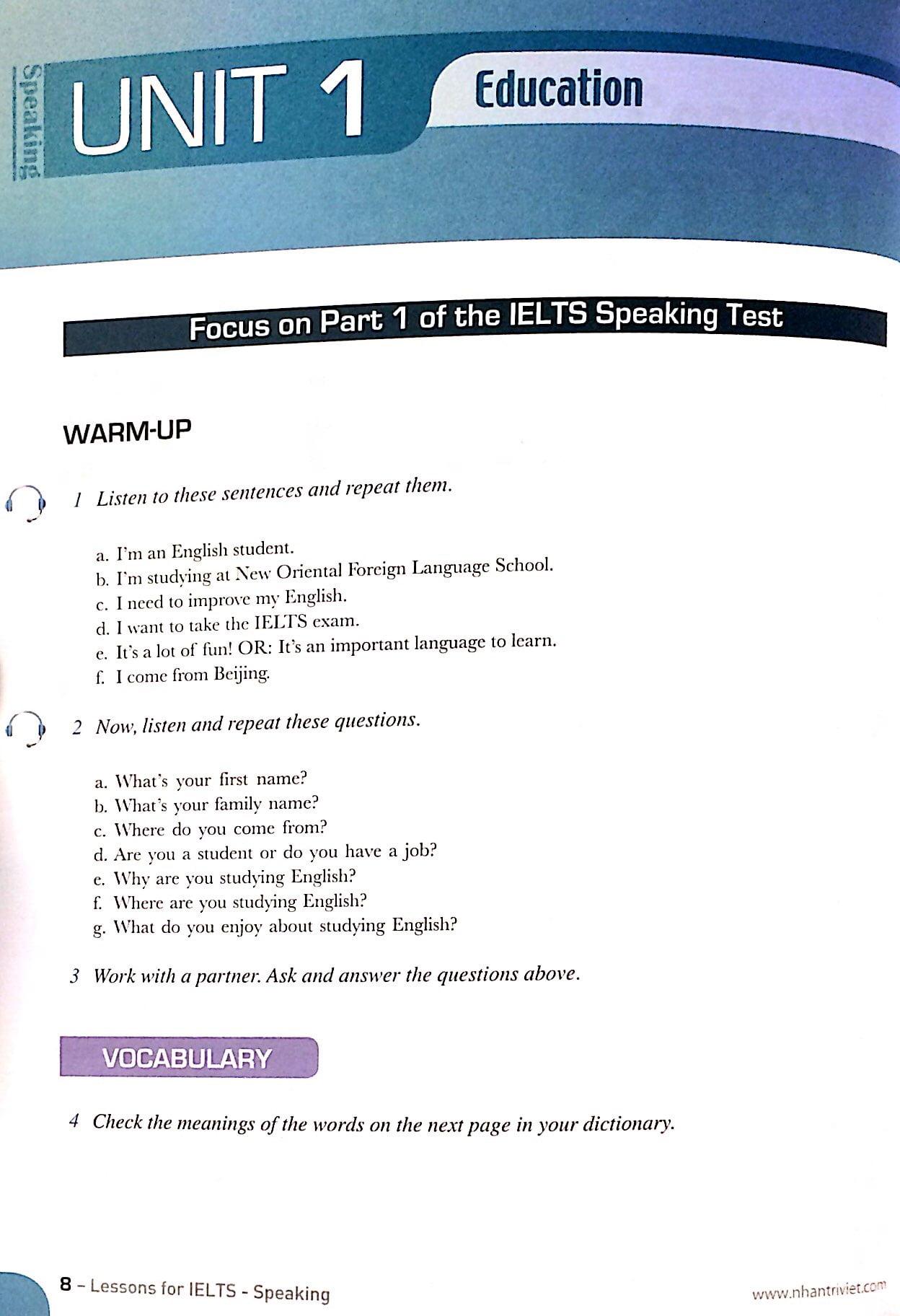 Sách Lessons For IELTS - Speaking