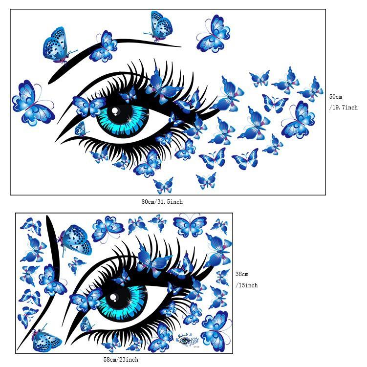 Decal trang trí tường / Kính mẫu - Mắt Bướm Xanh