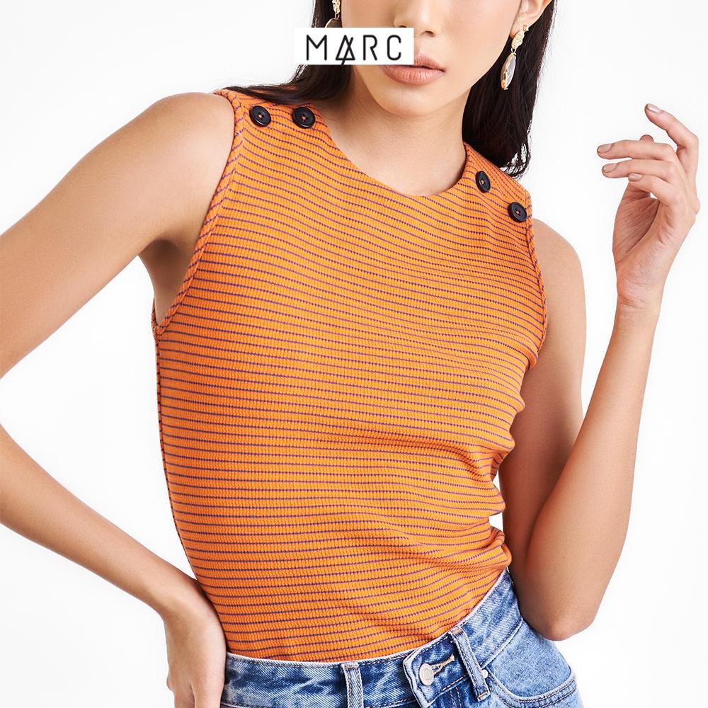 Áo thun nữ MARC FASHION cổ tròn sát nách đính nút vai CBLH081422