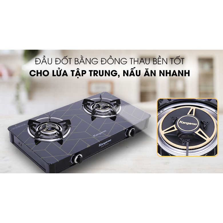 Bếp gas đôi dương kính Kangaroo KG526M - Hàng chính hãng