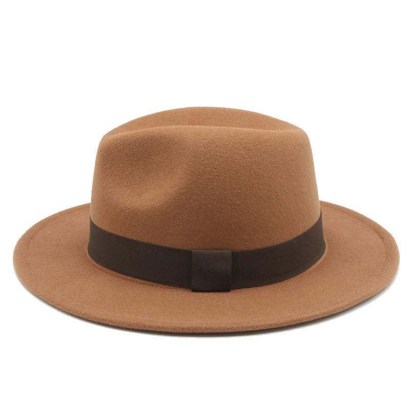 2021 Mới Nón Fedora Nữ Đính Nơ Ban Nhạc Nam Nón Rộng Vành Cổ Điển Màu Be Nỉ Nón Cưới Nhà Thờ Mùa Đông Nữ mũ