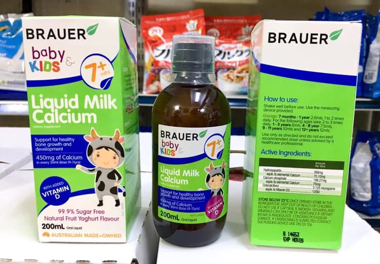 Canxi dạng sữa và Vitamin D Brauer Baby & Kids Liquid Milk Calcium cho bé từ 7 tháng tuổi (200ml)