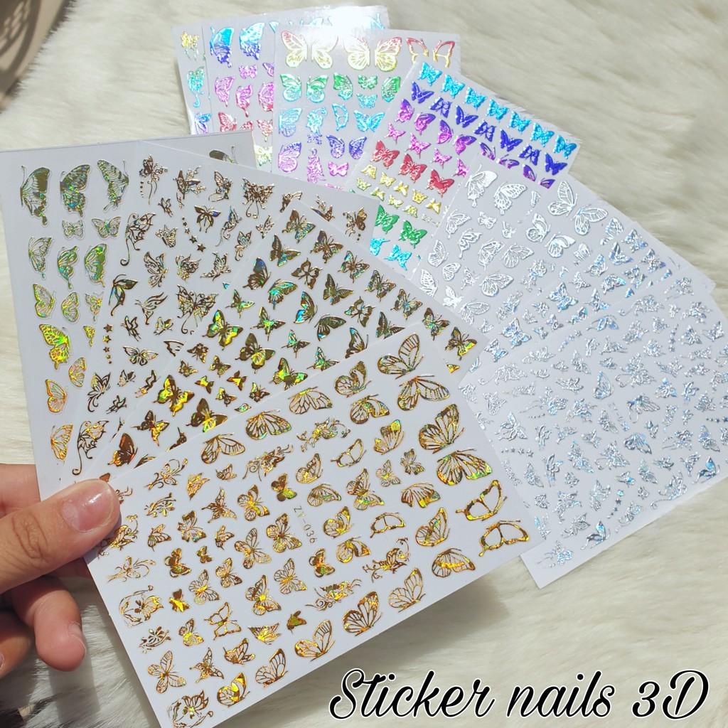 Sticker Bướm Hologram Trang Trí Móng