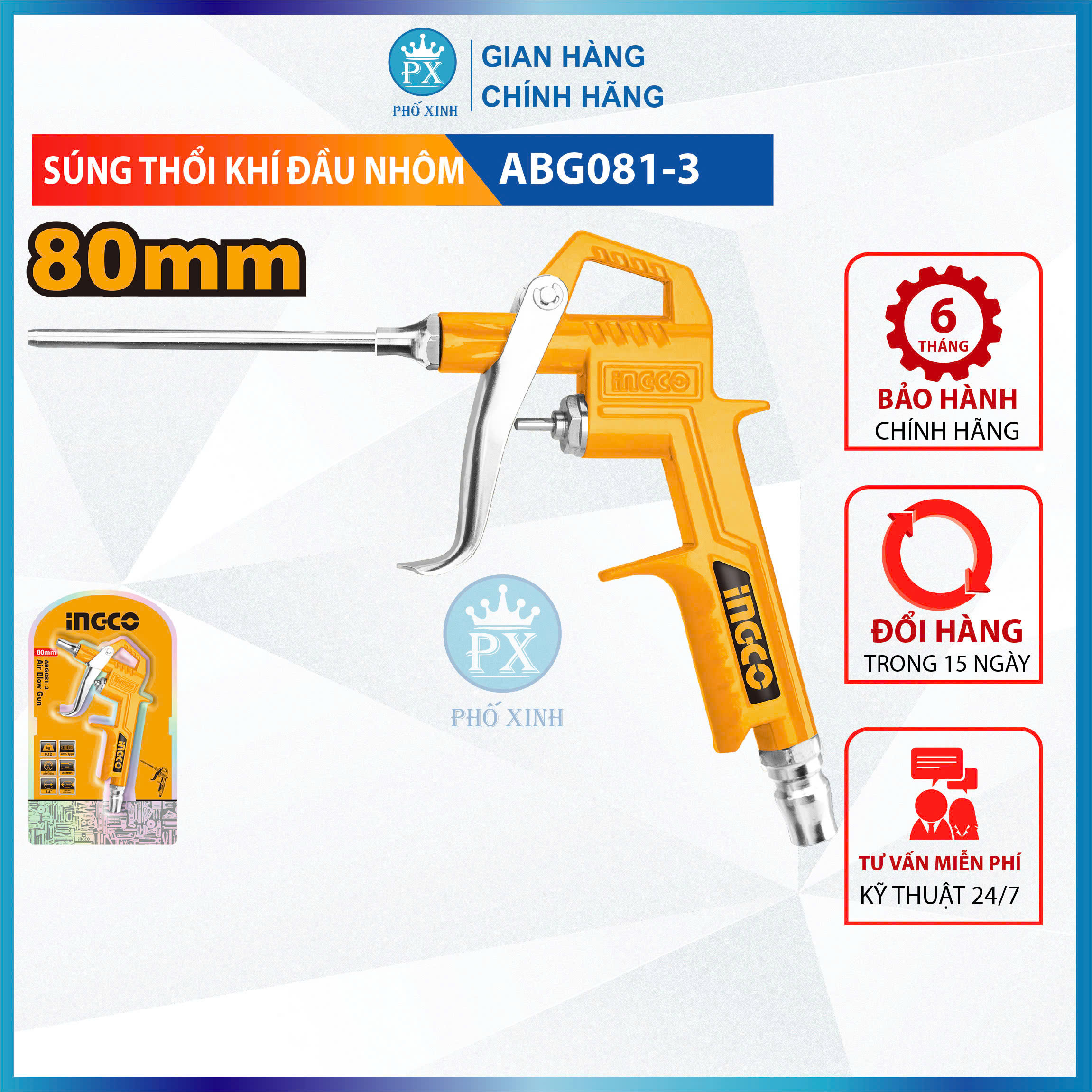 Súng thổi khí nén dài 80mm ABG081-3