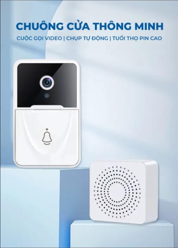 Chuông Cửa Có Camera Thông Minh X3 Kết Nối Không Dây, Chuông Cửa Thông Minh Bảo Vệ An Ninh Gia Đình