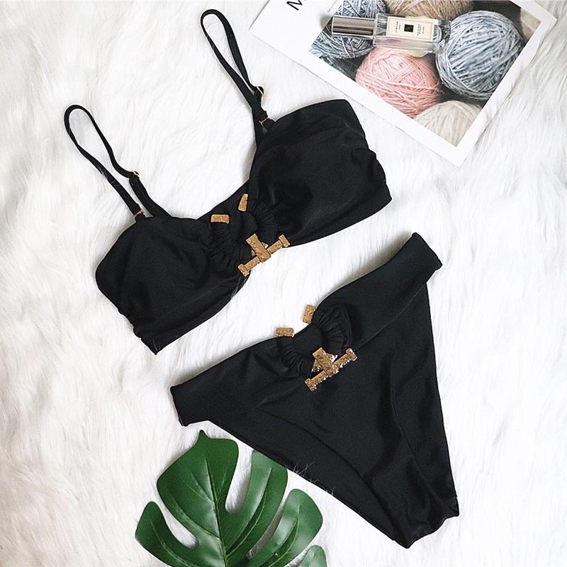 Bikini 2 mảnh đính khoen đá nhiều màu cực sang