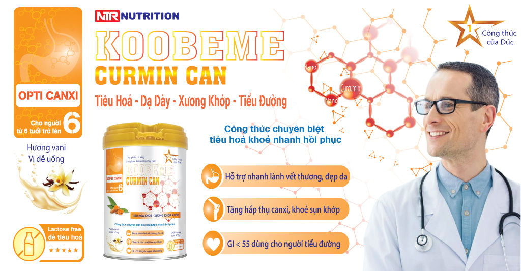 Sữa Nghệ Koobeme Curmin Can Hỗ Trợ Dạ Dày, Tiêu Hoá, Xương Khớp, Tiểu Đường H/800g