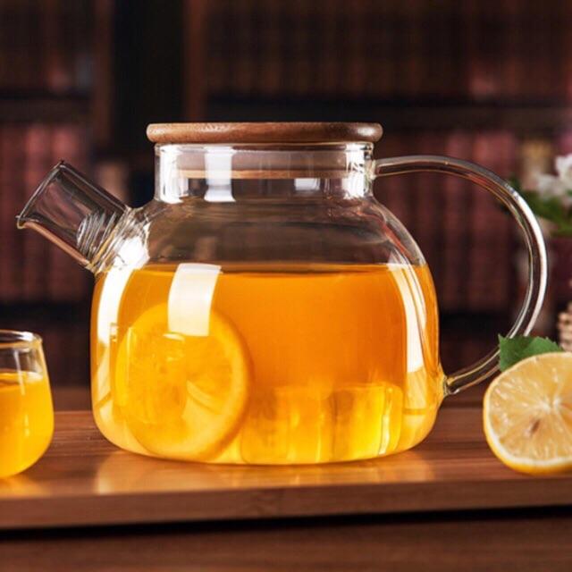 Bình thủy tinh nắp tre