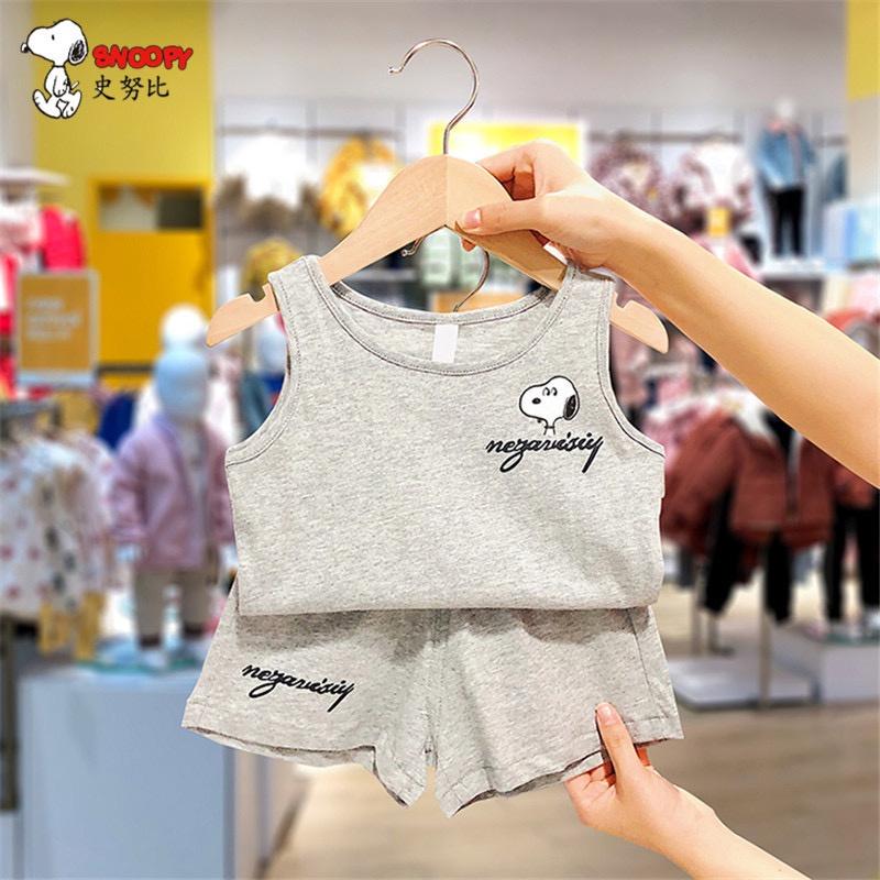 Đồ Bộ Ba Lỗ Bé Trai Bé Gái Mặc Đều Xinh, Bộ Sát Nách In Hình Chú Chó Snopy Cực Xinh Chất Cotton Cho Bé Từ 7-28kg