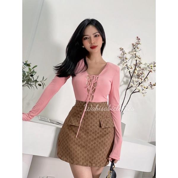 Áo tay dài khoét ngực thắt dây wabisabi N2202