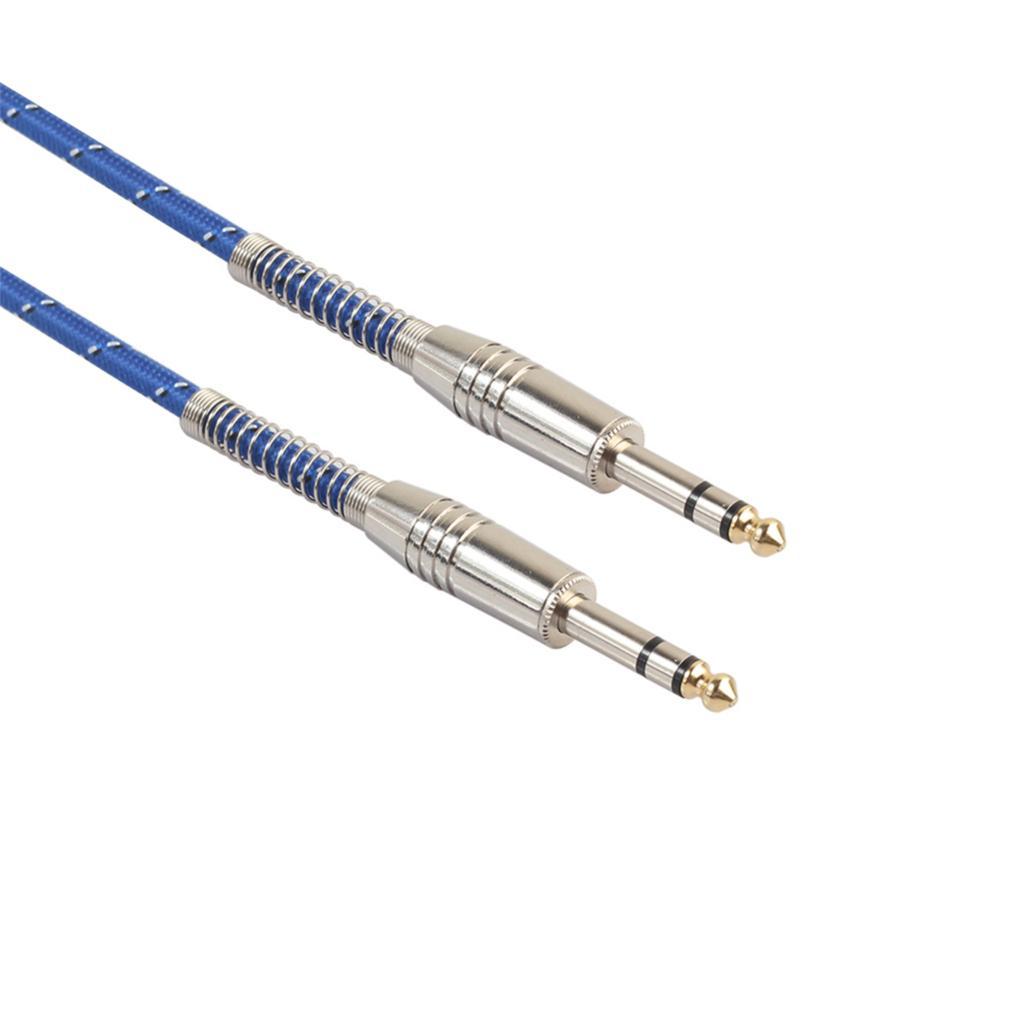 2xBass Guitar 6.35mm Stereo Male to Male Audio Cable Nylon Braided Cable 1m