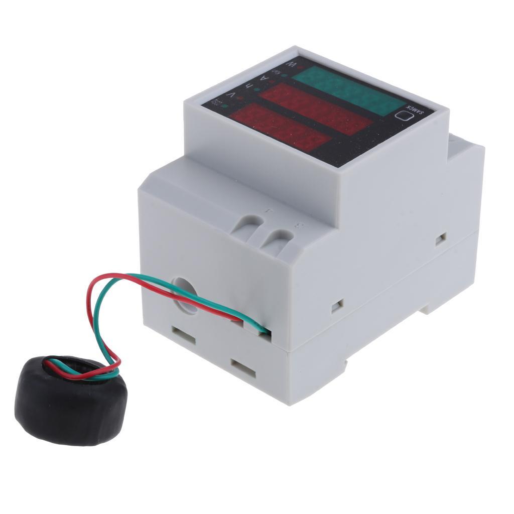 2pcs 80-300V D52-2047 LED Digital Din Rail Voltage Power Ammeter Voltmeter