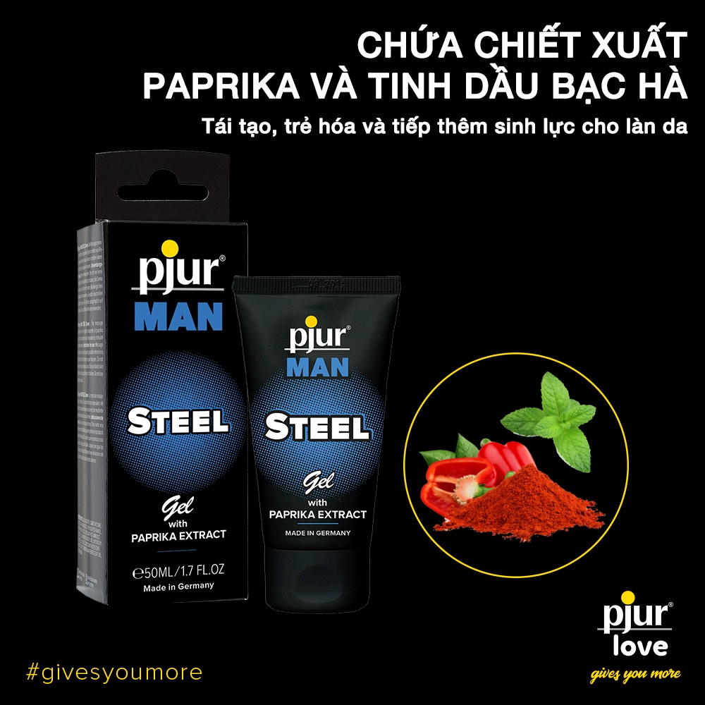 Gel dưỡng tăng cường sinh lý nam Pjur Man Steel 50ml kéo dài thời gian quan hệ, tăng cường dương và lưu thông máu