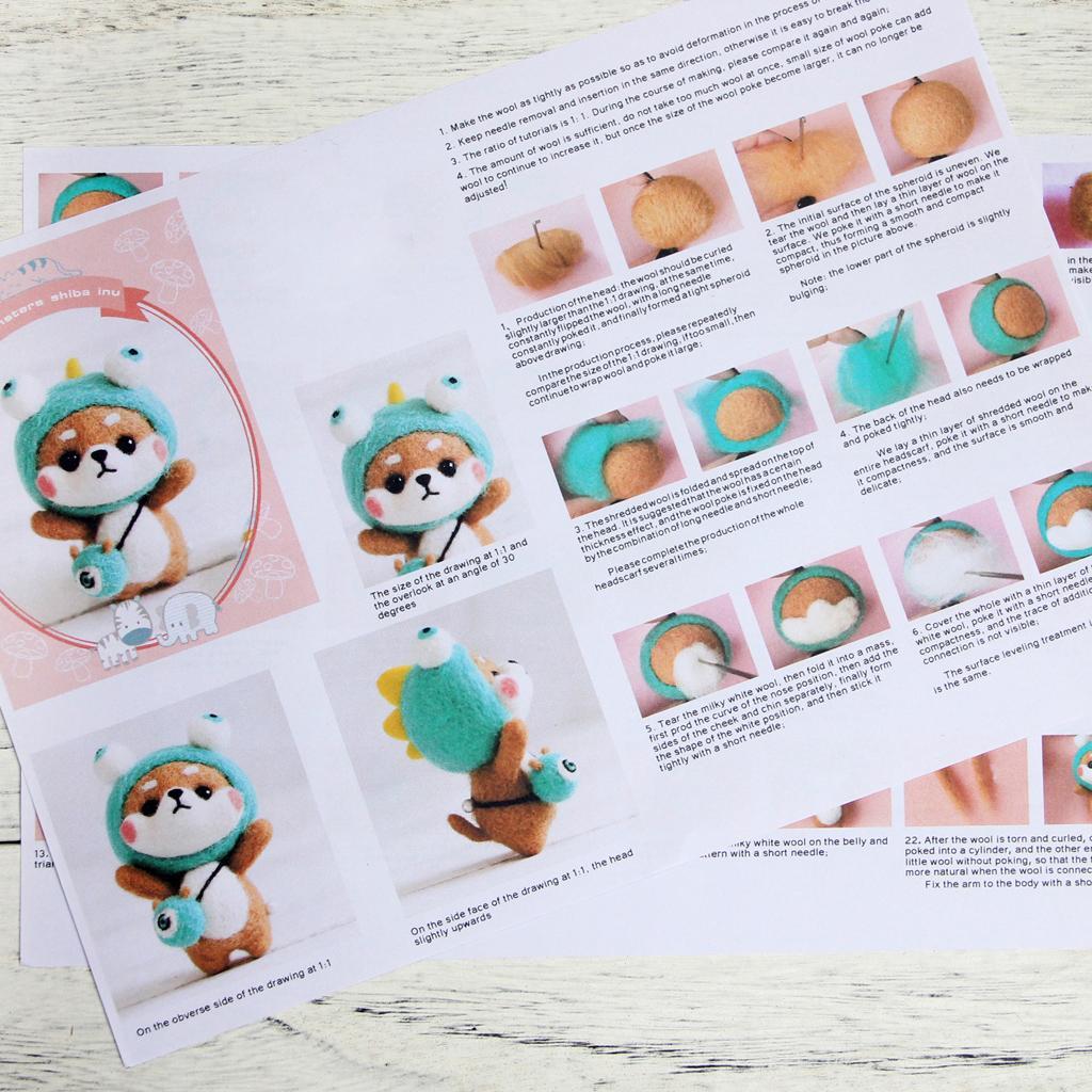 2 Pack Lovely Dog Needle Felting Kits Wool DIY Needlecraft for Beginners