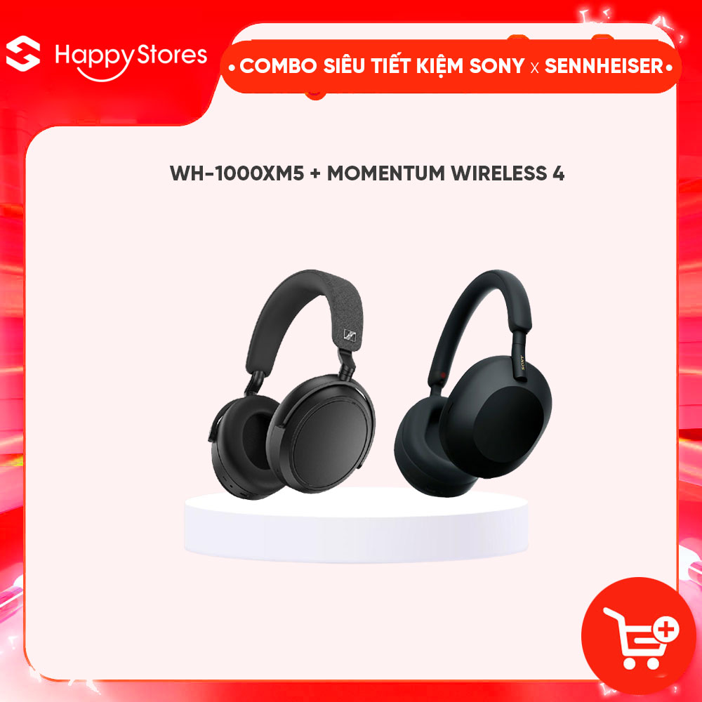 COMBO Tai nghe không dây chống ồn SONY WH-1000XM5 và Tai nghe chống ồn SENNHEISER Momentum 4 Wireless - HÀNG CHÍNH HÃNG  - ĐENĐEN