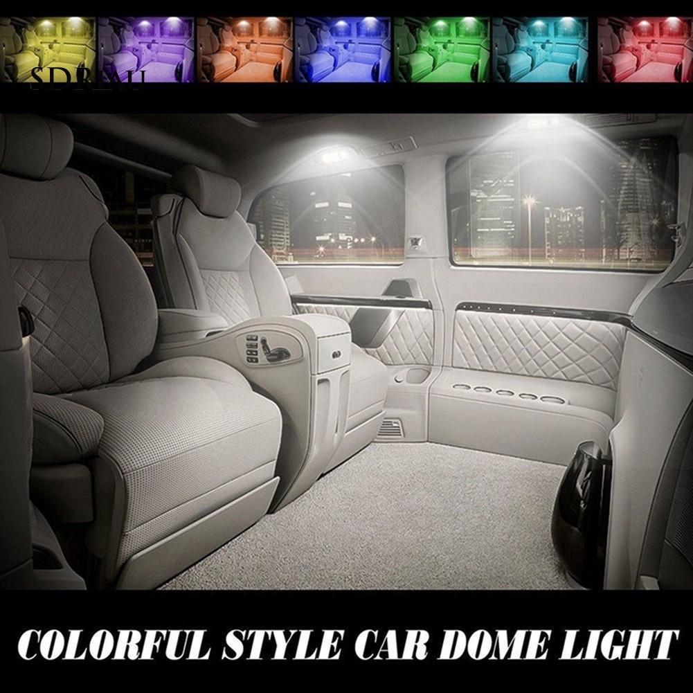 Cặp đèn LED DC12V T10 5050 6 SMD RGB đọc sách trên xe hơi+điều khiển từ xa