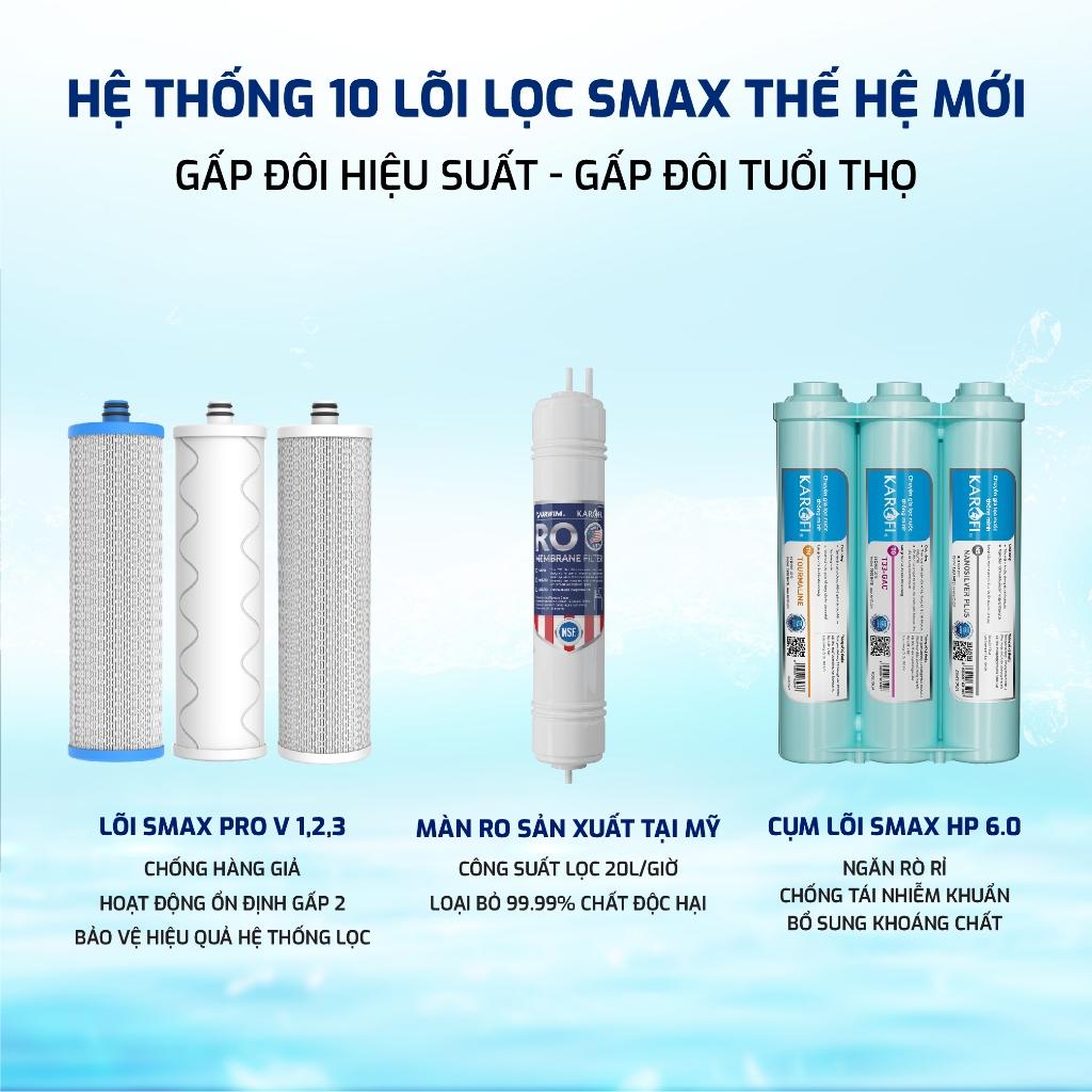 [TẶNG BỘ LÕI] Máy lọc nước để gầm 10 lõi KAROFI KAQ-U05 Pro - RO Mỹ 100GPD, Lõi Smax Pro V, HP 6.0 - Miễn phí giao lắp - Hàng Chính Hãng