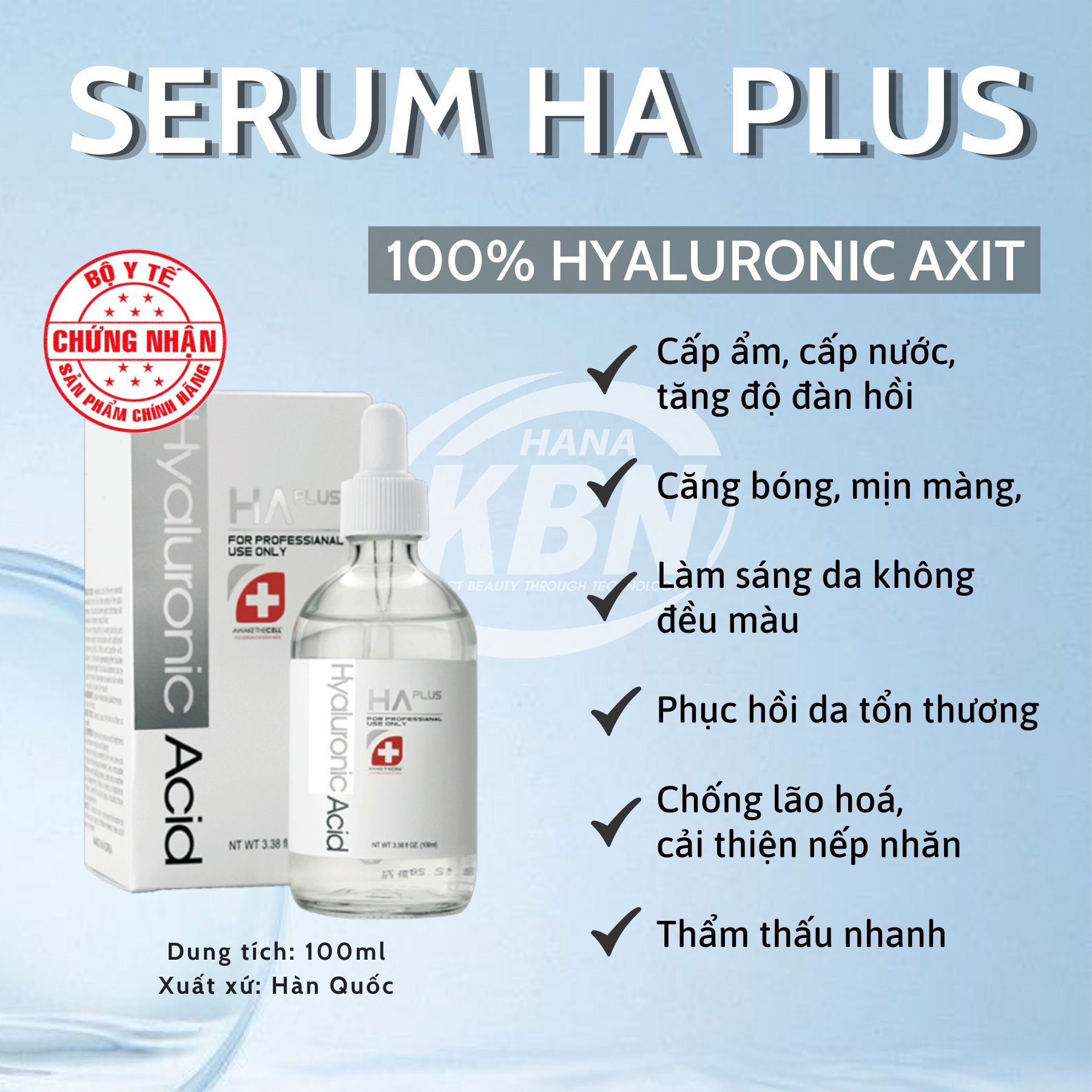 Combo 50 Chai Serum HA Plus 100ml - Xuất Xứ Hàn Quốc - Cấp Nước, Dưỡng Ẩm, Căng Bóng Da (Chính Hãng)