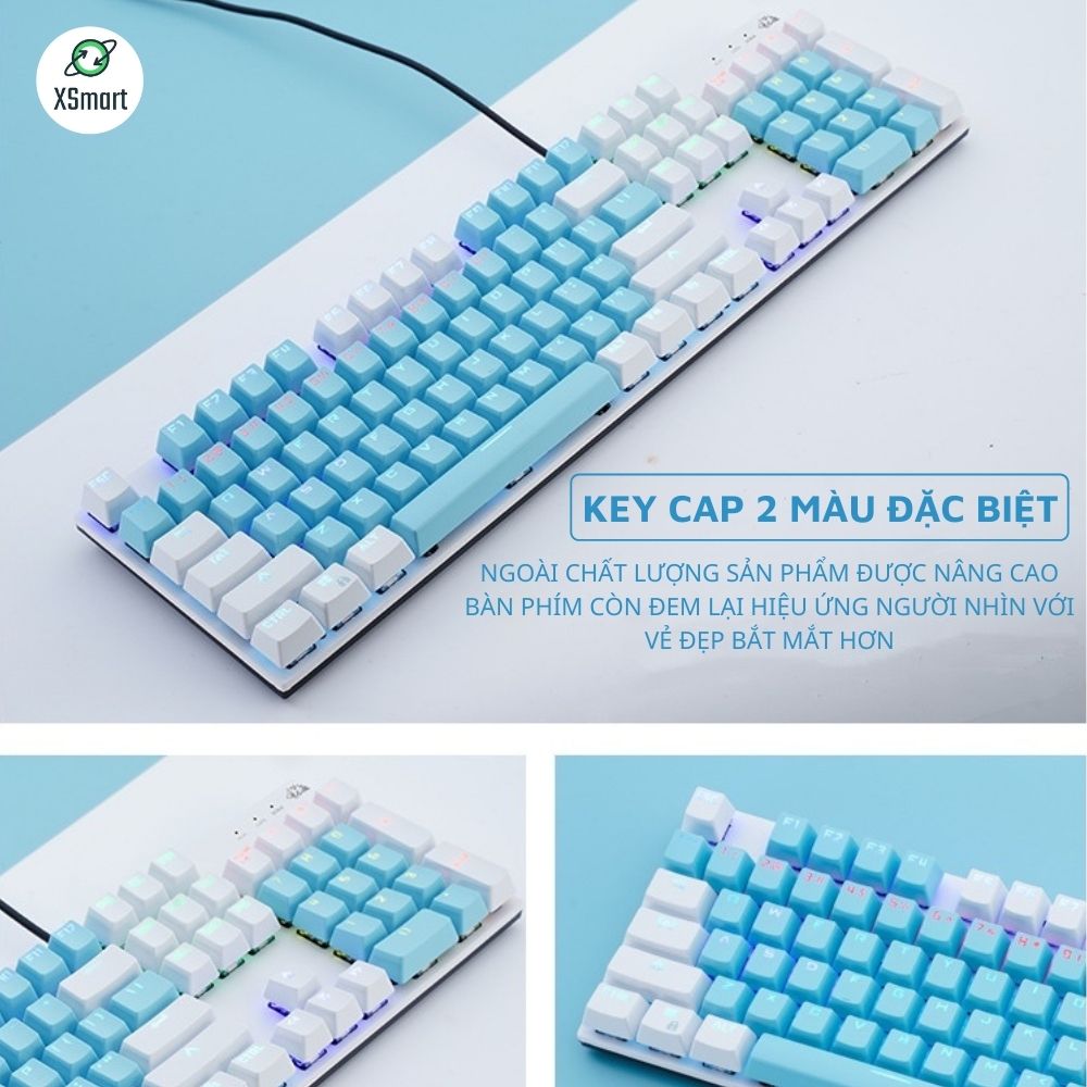 Bàn Phím Cơ Gaming Cao Cấp XSmart K1 Có 20 Chế Độ Nháy LED RGB Cực Đẹp, 104 Phím Full Size Sử Dụng Trục Cơ Red Switch Gõ Siêu Êm Bản Nâng Cấp Mới Nhất Tương Thích Với Các Dòng Máy Tính, Laptop, PC - Hàng Chính Hãng